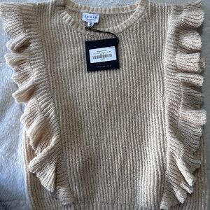 Le Lis Women's Tan Ruffle Sweater
